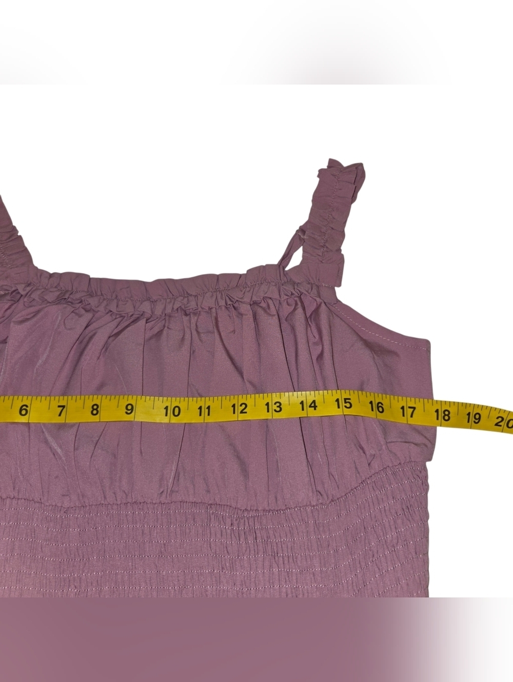Ruffled Chest & Smocked Waist Midi Dress in Pink - Picture 5 of 9